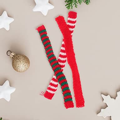 ARTIBETTER 30pcs Christmas Knitted Mini Scarves Xmas Tree Ornaments Miniature Scarf Wine Bottle Decoration DIY Crafts Doll Jewelry Making - Image 4