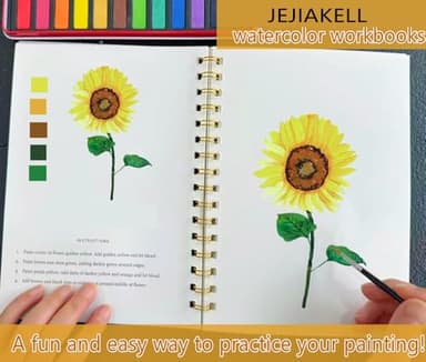Watercolor Workbooks Coloring Book Easy Nature Scenes Beginner Friendly Watercolor Paint Set Art Crafts Painting Kit for Creative Exploration Gift for Adults Teens (Flowers, without palette) - Image 2