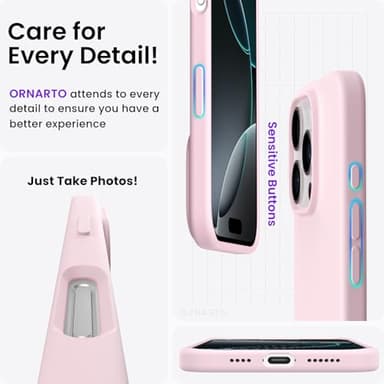 ORNARTO Compatible with iPhone 16 Pro Max Case 6.9", Slim Liquid Silicone 3 Layers Soft Gel Rubber Shockproof Protective Case with Anti-Scratch Microfiber Lining-Chalk Pink - Image 5