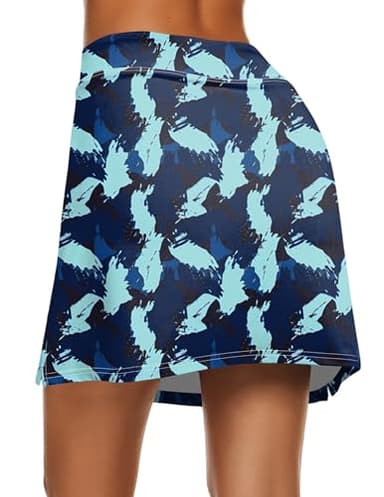 Women's Boho Skirts Floral Skirt High Waist Athletic Skort Black Tennis Golf Skirt - Image 2