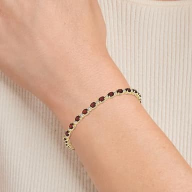 Amazon Essentials Yellow 18K Gold Plated Sterling Silver Genuine Garnet and 0.005 cttw Diamond Accent Tennis Bracelet, 7.25" (previously Amazon Collection) - Image 4