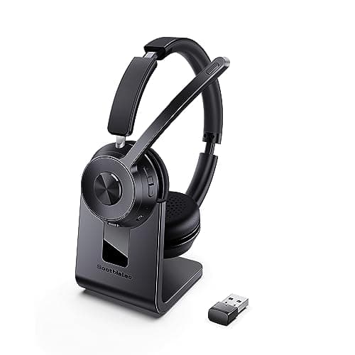 (Upgraded Version) Wireless Headset, Bluetooth Headset with Noise Cancelling Microphone, Best Headphones with Mic Mute & USB Dongle for PC/Computer/Laptop/Cell Phones/Remote Work/Call Center - Image 1
