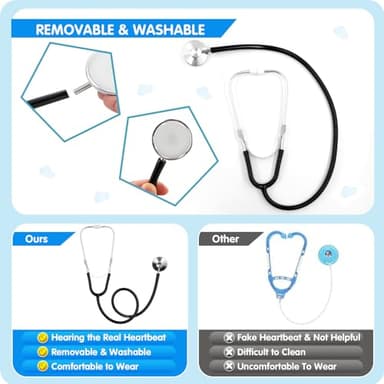 COTATERO Doctor Scrubs Costume for Kids With Stethoscope Lab Coat Career Day Costume Doctor Dress Up For Boys Girls 3-12 - Image 4