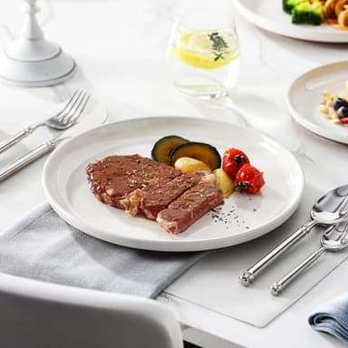 MALACASA Plates and Bowls Sets, 12 Pieces Modern Stoneware Dinnerware Set for 4 Kitchen Dinner Set Ceramic Dishware Dishes Set Microwave and Dishwasher Safe, White, Series TARA - Image 8