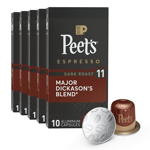 Peet's Coffee, Dark Roast Espresso Capsules, Compatible with Nespresso Original Machines - Major Dickason's Blend Intensity 11, 50 Count (5 Boxes of 10 Espresso Capsules) - Image 1