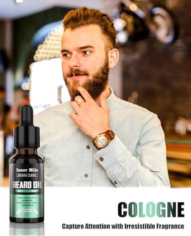 ISNER MILE Beard Oil 5 Pack, Stocking Stuffers Gifts for Men Him Dad Boyfriend, Mustaches Soften, Moisturize, Strength with Sandalwood, Bay Rum, Vanilla, Cologne, Unscented, Beard Grooming and Care - Image 5