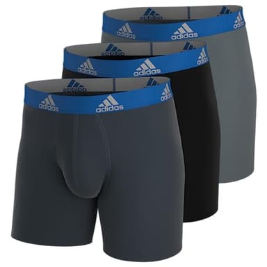 adidas Microfiber Boxer Briefs Underwear Pack for Men, Onix Grey/Black/Collegiate Royal Blue/Performance, Small - Image 1