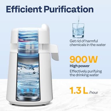 VIVOHOME Water Distiller Countertop 1.6 Gallon/6L 900W Distilled Water Machine with Smart Switch Purifier Filter for Home Office, White - Image 4