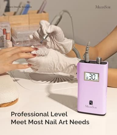 MelodySusie Professional Nail Drill, 30000 RPM Rechargeable Electric E File, SC320H Acrylic Gel Grinder Tools,Portable Nail Drill with 6 Bits Efile for Gel Nails Removing Manicure Pedicure Salon - Image 5
