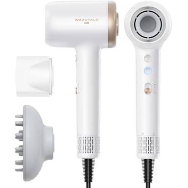Wavytalk Hair Dryer, Wavytalk Turblow Pro Fast Drying Blow Dryer with Diffuser, High Speed Hair Dryer with 110,000 RPM, Pro Negative Ions for Less Damage, Frizz Smoothing 3 Speeds & 3 Temps, White - Image 1