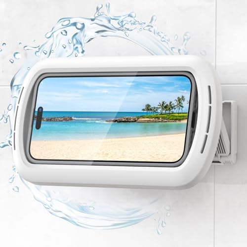 Lamicall Shower Phone Holder with Speaker Holes, IPX6 Waterproof Clear Sound & 480° Rotation Shower Case Accessories, Waterproof Bathroom Wall Mount for iPhone 17 16 Pro Max Air, S25 Ultra, 4-7" Phone - Image 1