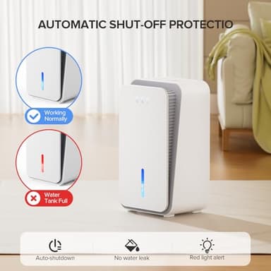 Onsekin Dehumidifier for Home, 1000 sq.ft Dehumidifier with Auto Shut Off, 7-Color LED Light Built-in Aromatherapy Diffuser, Ultra-Quiet Dehumidifiers for Bedroom, Bathroom, Basement (White) - Image 6