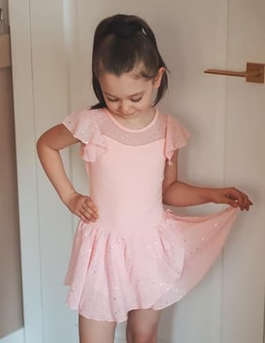 Zaclotre Girls Ballet Leotards Ruffle Sleeve Sparkle Dance Leotard Toddler Ballerina Dress Outfits - Image 3
