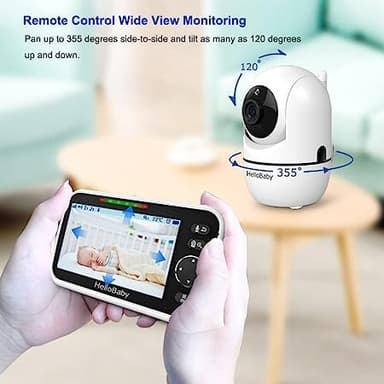 HelloBaby Upgrade 5’’ Baby Monitor with 30-Hour Battery, 2 Cameras Pan-Tilt-Zoom, 1000ft Range Video Audio Baby Monitor No WiFi, VOX, Night Vision, 2-Way Talk, 8 Lullabies and Temperature - Image 4