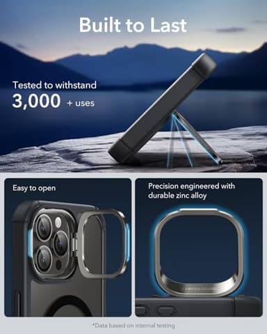 ESR for iPhone 14 Pro Max Case with Stand, Compatible with MagSafe, Full-Body Military-Grade Drop Proof Case with Built-in 9H+ Tempered Glass Screen Protector, Armor Series, Clear Black - Image 9