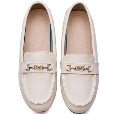 DeYashopin Women's Loafer Shoes Leisure Slip On Work Shoes Comfort Walking Flats White 8 - Image 4