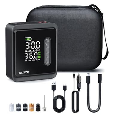 NUSTE Tire Inflator Portable Air Compressor, 150PSI Cordless Air Pump for Car Tires, 3X Faster Battery & 12V DC Dual Power Electric Bike Pump with Pressure Gauge, for Car Bicycle Ball and More - Image 1