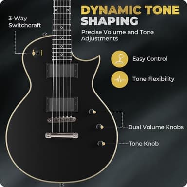 Fesley 39" LP Electric Guitar Kit: Full Size Solid Body Electric Guitars for Beginners with Humbucker Pickups, Poplar Body, Mahogany Neck,22 Frets,6 String Guitar with Gig Bag,Cable,FLP350,Matte,Black - Image 5