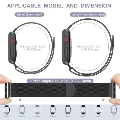 BELONGME 3 Pack Mesh Loop Compatible with Apple Watch Bands for Women Men 40mm 41mm 38mm 42mm 44mm 45mm 49mm 46mm Series 11 10 9 8 7 6 5 4 Ultra3 SE3 2, Stainless Steel Metal Magnetic Strap for iWatch - Image 6