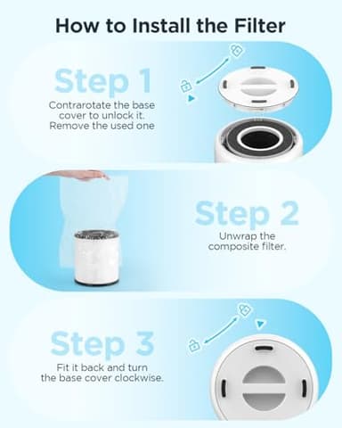 MOOKA Air Purifiers for Home Large Room up to 1076 ft², H13 True HEPA Air Filter Cleaner, Odor Eliminator, Remove Smoke Dust Pollen Pet Dander, Night Light(Available for California) - Image 8