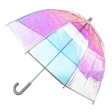 totes Kids Clear Bubble Umbrella with Dome Canopy, Lightweight Design, Wind and Rain Protection Umbrella, Iridescent, Kids - 38" Canopy - Image 4