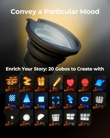 SMALLRIG RGB LED Photography Flashlight, 7500mAh Aluminum Alloy Patterned Ambient Light, 4 Color Fill Light with 20 Patterned Light Filters, Perfect for Photo, Content Creation Accessorie RF10C 4634 - Image 2