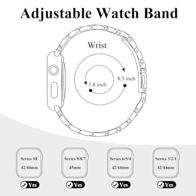 CSJCUBIC Metal band Compatible with Apple Watch Band 38mm 40mm 41mm 42mm 44mm 45mm for women, Slim and Thin Stainless Steel Replacement Adjustable Wristband for iWatch Series 7654321SE (Blue, - Image 5