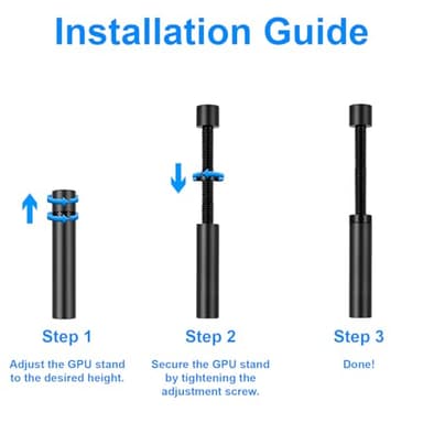 California JOS GPU Support Bracket Graphics Card Brace Anti-Sag Holder Height Adjustable Video Card Stand Black Large - Image 5