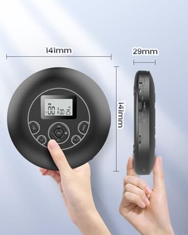 Desobry Portable CD Player with 5EQ Mode Personal Players with Headphones LCD Display Anti-Skip Protection Playback Memory CD Player for Car Compact Player Music Media - Image 8