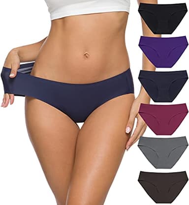 Altheanray Women’s Seamless Underwear No Show Panties Soft Stretch Bikini Underwears 6 Pack(3081M-color9) - Image 1