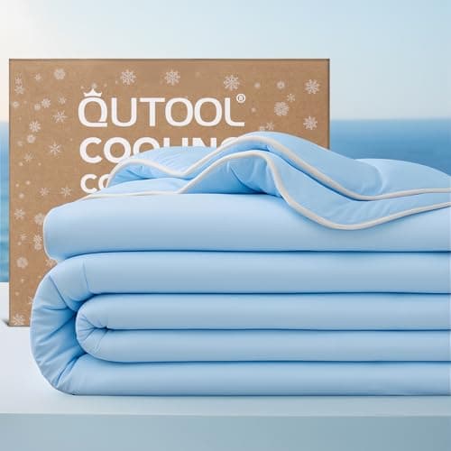 QUTOOL® Cooling Blankets for Hot Sleepers Summer Comforter for Night Sweats King Size, Double-Sided Cold Blanket Q-Max>0.4 Tech, All-Season Bedding Lightweight Breathable Comforter Blue 104"x90" - Image 1
