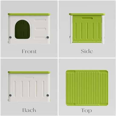 Plastic Cat House for Outdoor Indoor Use, Stackable Feral Cat Shelter Indoor Cat House Weatherproof Waterproof Elevated (Green) - Image 6