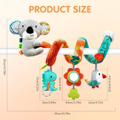 XIXILAND Car Seat Toys Baby Toys 0-3 Months Developmental, Stroller Toys Infant Toys 0-6 Months Newborn Toys, Carseat Toys for Infants 0-12 Months with Dinosaur, Lion Mirror, Teether - Image 3