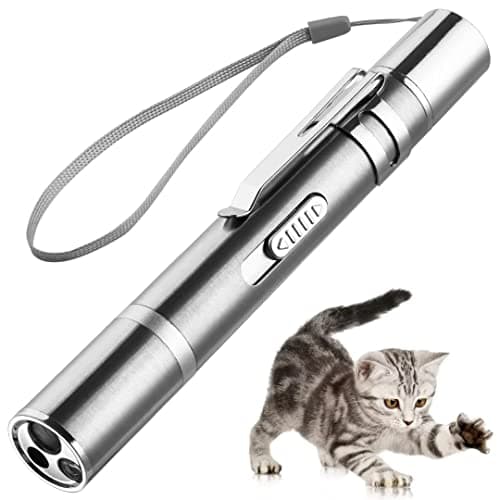 Zugesify Laser Pointer Cat Toy, Interactive Toy with Red Dot LED Light Pointer, Long Range 3 Modes Projection Playpen for Kitten Interaction,USB Recharge Pointer (1 pcs) - Image 1