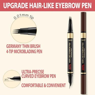 LAVONE Eyebrow Pen, 2-in-1 Eyebrow Pencils for Women with 4 Tip Microblading Eyebrow Pencil and Curved Precise Brow Pencil, Waterproof Eyebrow Pencil Create Full, Natural Hair-Like Brows, Soft Brown - Image 2