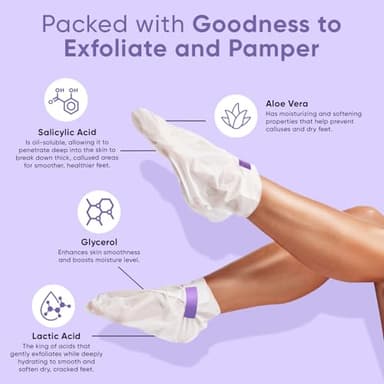 Foot Peel Mask - Foot Mask for Baby Soft Skin - Remove Dead Skin, Dry, Cracked Feet & Callus, Foot Spa, Made with Aloe Vera Extract for Women and Men (2 Pair (Pack of 1), Lavender) - Image 3