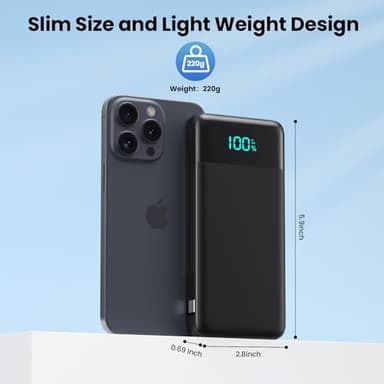 Portable Charger for iPhone with Built in Cables and Wall Plug,Upgraded 13800mAh Fast Charging USB C Power Bank,4 Outputs Travel Essential Battery Pack Compatible with iPhone 16/15/14,Samsung,Android - Image 5