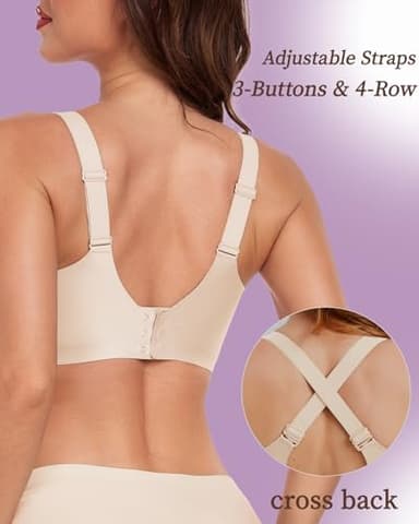 Quttlzze Scalloped Lift Bras for Women No Underwire Buttery Soft Push Up Wireless Bras V Neck Seamless Bralettes Beige,L - Image 5