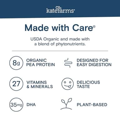 KATE FARMS Organic Kids Nutrition Vanilla Shake, 8g Protein, 27 Vitamins and Minerals, Meal Replacement, Gluten Free, Non-GMO, 8.45 oz (12 Pack) - Image 5