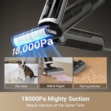 dreame H14 Cordless Vacuum Mop, 180° Lie-Flat Wet Dry Vacuum cleaner, 140°F Brush Washing, Fast Hot Air Drying in 5Mins, Smart Hard Floor Cleaner Machine with Powerful Suction, Great for Sticky Messes - Image 3