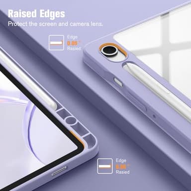 Fintie Hybrid Slim Case for Samsung Galaxy Tab S10 Lite/ S10 FE/ S9 FE 10.9 Inch/Tab S9 11 Inch with S Pen Holder, Shockproof Cover with Clear Transparent Back Shell, Auto Wake/Sleep, Lilac Marble - Image 7