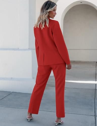 Luvamia Red Pants Suit for Women - Two Piece Set, Date Night Outfit, Medium (Fits Size 8-10) - Image 2
