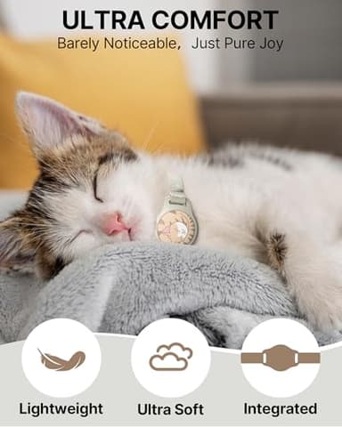 Cat Tracker Collar - Waterproof Airtag Cat Collar with Finder Tag (iOS ONLY), Compatible with Apple Find My, Breakaway Tractive Design with Reflective Pattern & Bell, Khaki(Not for Android Devices) - Image 3