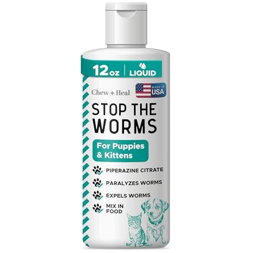 Dog and Cat Dewormer - 12 oz of Wormer Liquid to Paralyze and Expel Roundworms - Kitten and Puppy Dewormer - Image 1