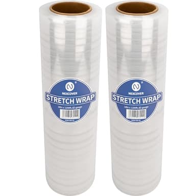 NEXCOVER 18 Inch Stretch Wrap - 1200 Feet | 60 Gauge, 2 Roll Clear Plastic Self-adhering Stretch Wrap Film for Pallet Wrap, Thick and Durable Packing Moving Supplies Heavy Duty Shrink Film. - Image 1