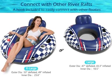Jasonwell Inflatable River Tube Float - Heavy Duty River Float Pool Floats Lake Premium Water Tubes for Floating Recreational River Raft Lounge Floaties with 2 Cup Holders for Adult - Image 6