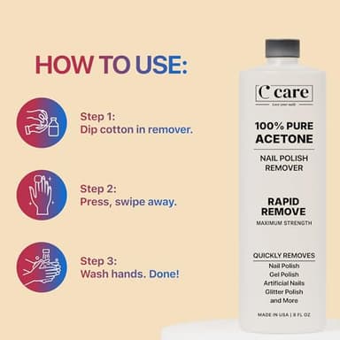 100% Pure Acetone Nail Polish Remover | Professional Quality | Easy To Use | Rapidly Removes Natural, Gel, Acrylic, and Glitter Nails | 8 Fl oz - Image 4