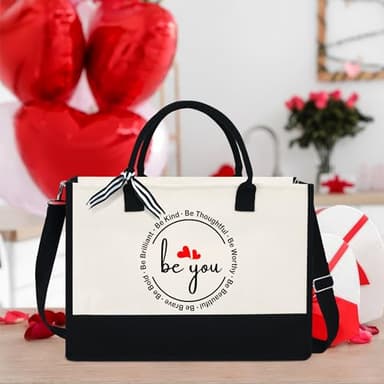 OASSIE Gifts for Women - Be You 13 oz Canvas Tote Bag with Zipper - Mothers Day Teachers Day Birthday Thank You Inspirational Gifts for Women Mom Her Teachers Girlfriend Wife - Image 5