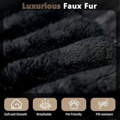 80” Oversized Double Lounge Chaise,Cloud Plush Sofa Bed,Upholstered Boneless Cloud Sofa Deep Seat,No Assembly Required,Modern Corduroy Sleeper Loveseat Chair for Living Room Bedroom Reading,Black - Image 7