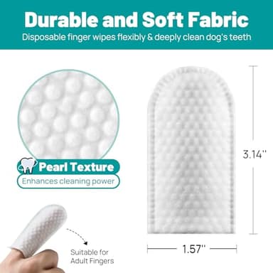 SmileDenX Teeth Cleaning Wipes for Dogs & Cats, Dog Finger Toothbrush Wipes, Dog Dental Care Finger Wipes, Dog Tooth Brushing Kit, Remove Plaque & Tartar Buildup, Fresh Breath (50 PCS, Unscented) - Image 5